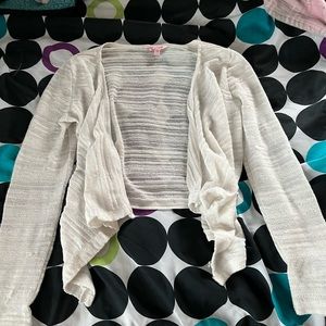 candies white crop cardigan size medium